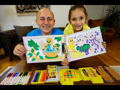 Babam İle 3 Renk Boyama Challenge | 3 MARKER CHALLENGE!! Funny Kids Video