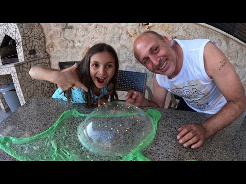 Havuzdan Çıkan Malzemelerle Slime Challenge! Prenses Lina