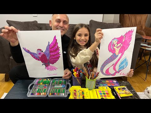 Babam İle 3 Renk Boyama Challenge | 3 Marker Challenge