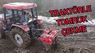 TRAKTÖRLE KÖYDE TOMRUK ÇEKME #hattat #traktör #tractor