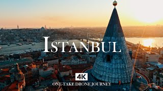 ISTANBUL in 4K – Relaxing Piano & Oud Drone Journey Above the Galata Skyline