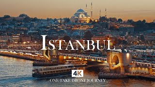 ISTANBUL in 4K – Relaxing Piano & Oud Drone View Over the Golden Horn at Sunset
