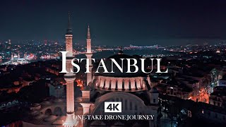 ISTANBUL in 4K – Night Lights Over the Bosphorus with Relaxing Piano, Ney and Kanun | Drone Journey