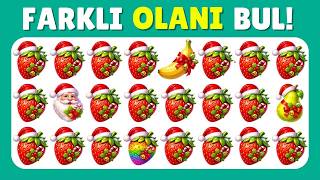 Farklı Meyveyi Bulabilir misin?🤔 2026 ÖZEL 🎅🥑🍒 Farklı Olanı Bul! -  Emoji Bulmaca