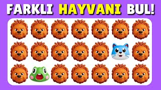 FARKLI HAYVANI BUL! 🐵🐸🐱 25 Sorudan Kaç Tanesini Bileceksin❓ Emoji Bulmaca