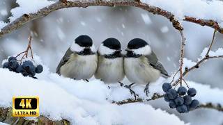Soothing Bird Sounds in Snowy | Calming Forest Birds Chirping for Stress Relief and Meditation
